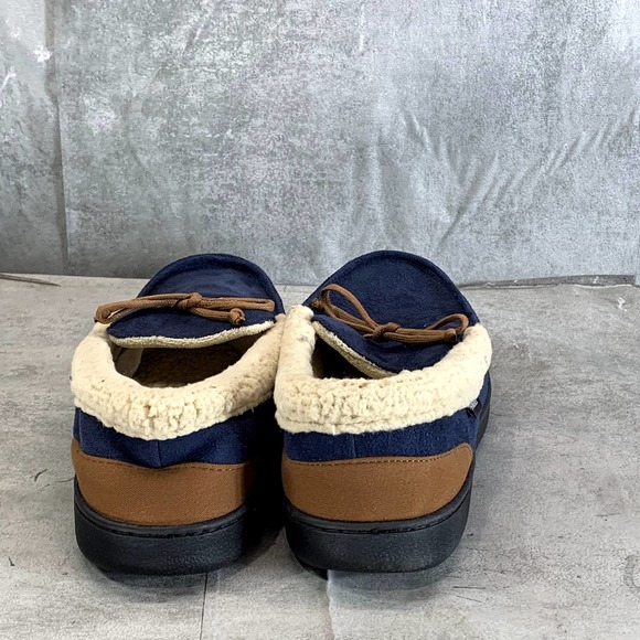 Isotoner Signature Men's Navy/Blue Microsuede Memory Foam Moccasin Slippers SZ L - Picture 8 of 16